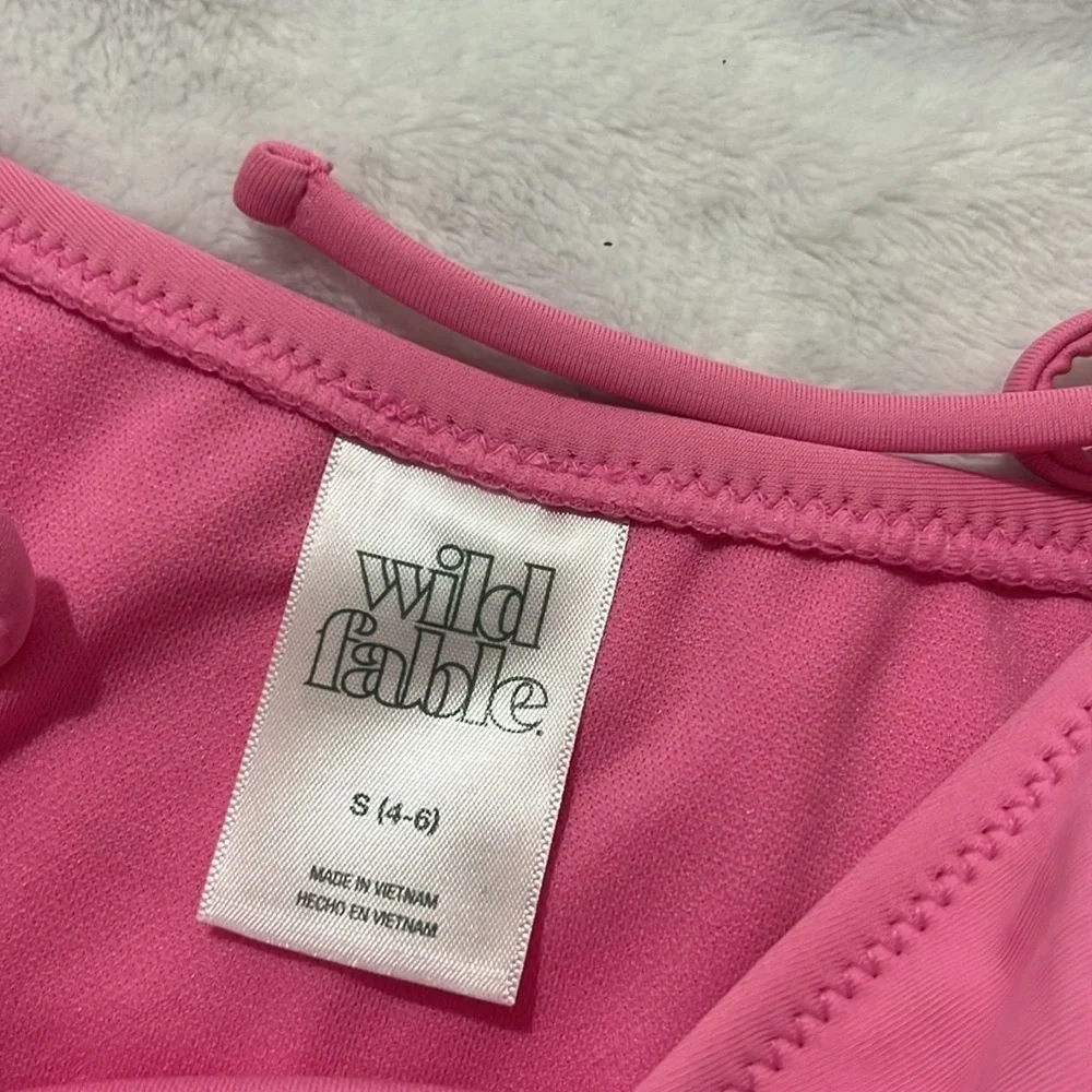 New Wild fable Women’s Bikini Bottoms Strong Tie Pink Cheeky Size Small NWT